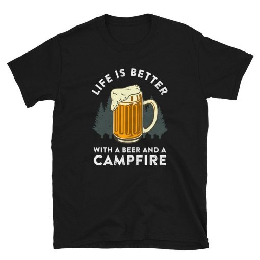 Beer and Campfire Funny Camper Unisex T-Shirt