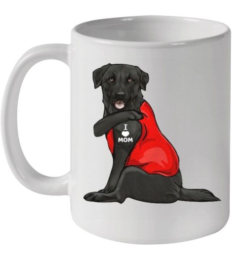 Black Labrador Dog Tattoo I Love Mom Premium Sublime Ceramic Coffee Mug White