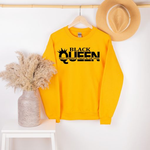 Black Queen Most Powerful Piece In The Game White Text Unisex Sweatshirt