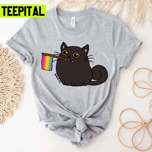 Blob Cat Black Pan Pride Month Lgbtq+ Support Unisex T-Shirt