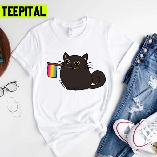 Blob Cat Black Pan Pride Month Lgbtq+ Support Unisex T-Shirt