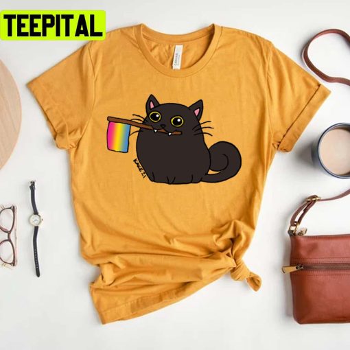 Blob Cat Black Pan Pride Month Lgbtq+ Support Unisex T-Shirt