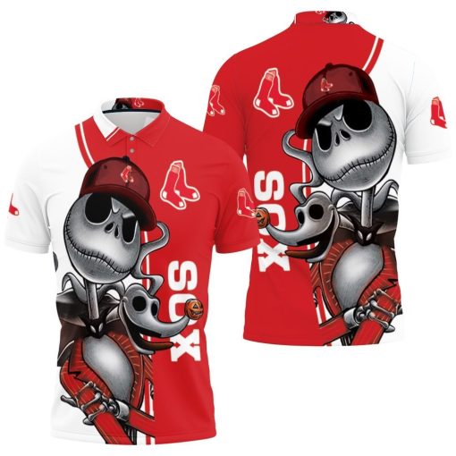 Boston Red Sox Jack Skellington And Zero Polo Shirt All Over Print Shirt 3d T-shirt