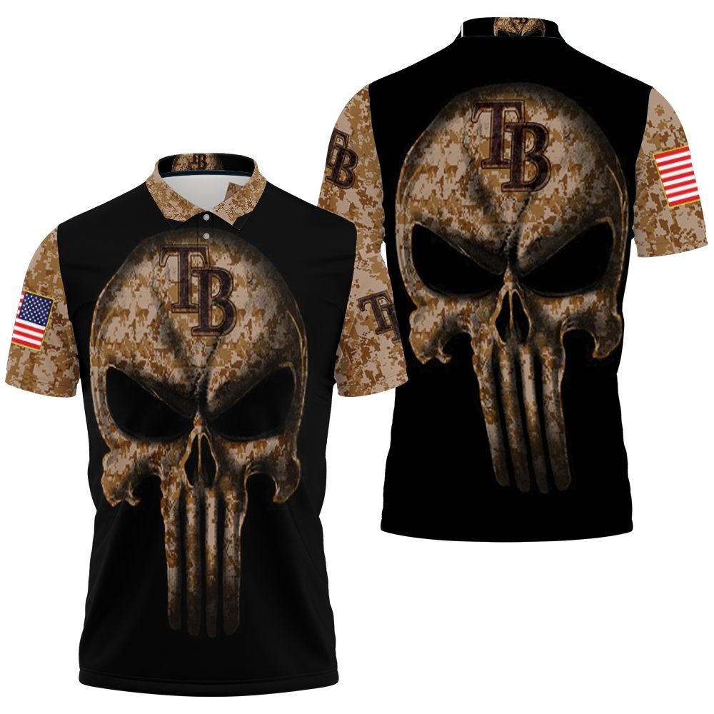 Camouflage Skull Tampa Bay Rays American Flag Polo Shirt All Over Print Shirt 3d T-shirt
