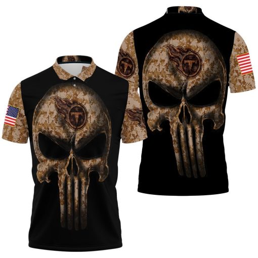 Camouflage Skull Tennessee Titans American Flag Polo Shirt All Over Print Shirt 3d T-shirt