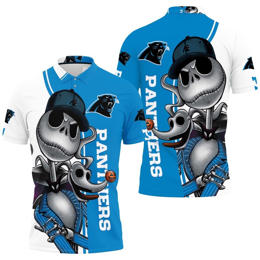 Carolina Panthers Jack Skellington And Zero Polo Shirt All Over Print Shirt 3d T-shirt