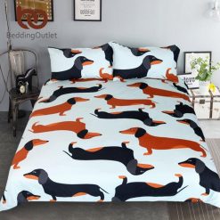 Cartoon Dog Kidscute Dachshundausage Et Pet Printed Brown And Black 3d Bedding Set