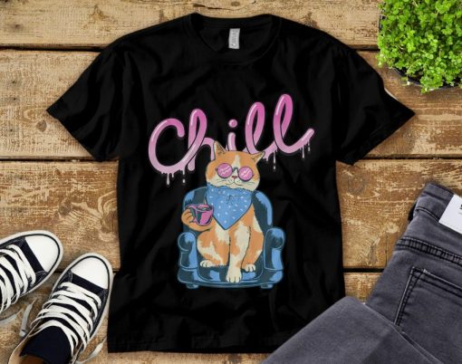 Cat Chill Cute Face Cat Lover Unisex Tee Adult T-Shirt