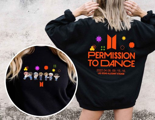 Chibi Art Permission To Dance On Stage Las Vegas Bts 2022 Online Concert Unisex Sweatshirt