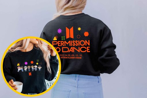 Chibi Art Permission To Dance On Stage Las Vegas Bts 2022 Online Concert Unisex Sweatshirt