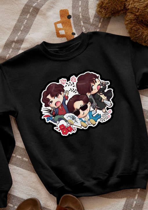 Chibi Ddaeng Rap Line Fan Art With Gold Foil Yoongi Namjoon Jin Army Unisex T-Shirt