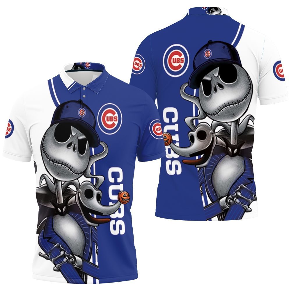 Chicago Cubs Jack Skellington And Zero Polo Shirt All Over Print Shirt 3d T-shirt