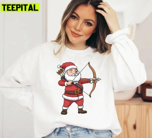 Christmas Archery Arrow Bow Hunting Santa Claus Unisex Sweatshirt