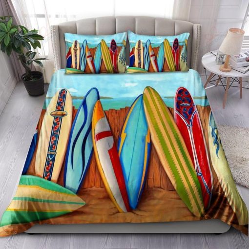 Colorful Surfboard Beach Cotton Bedding Sets Perfect Gifts For Surfboard Lover Gifts For Birthday Christmas