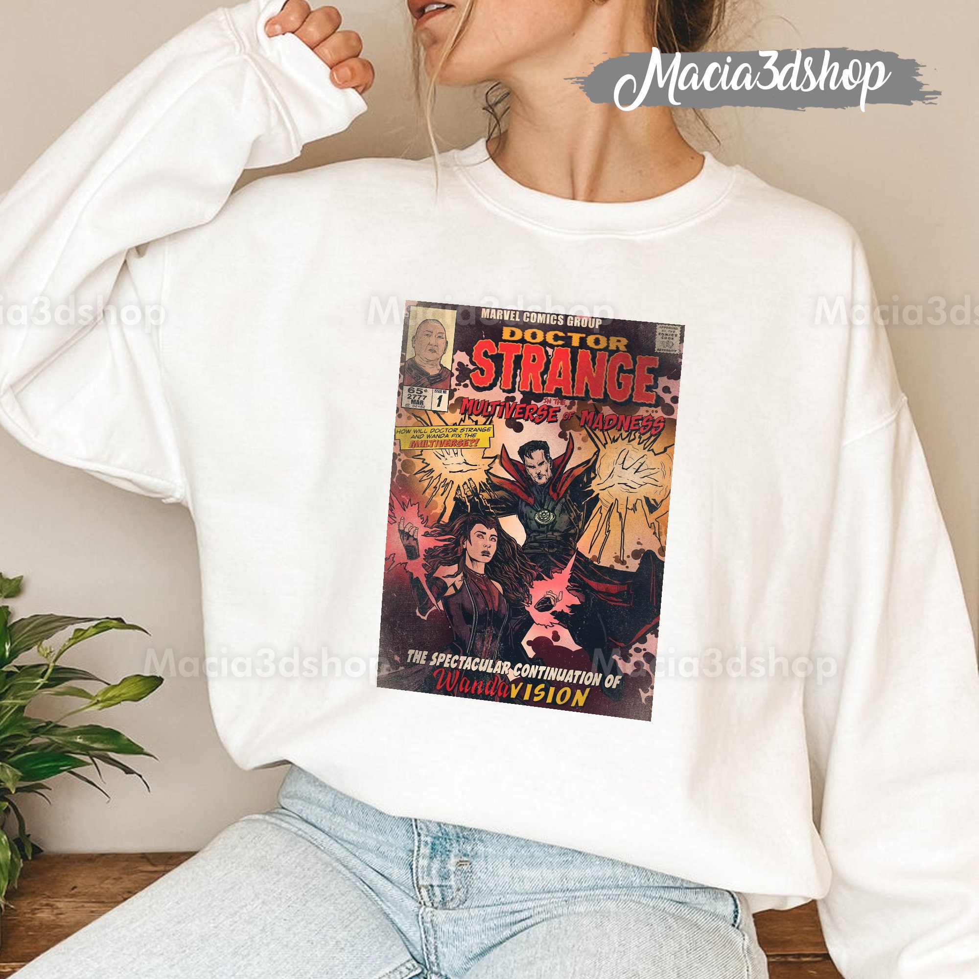 Comic Dr Strange & Scarlet Witch 2022 Marvel Multiverse Of Madness Unisex Sweatshirt