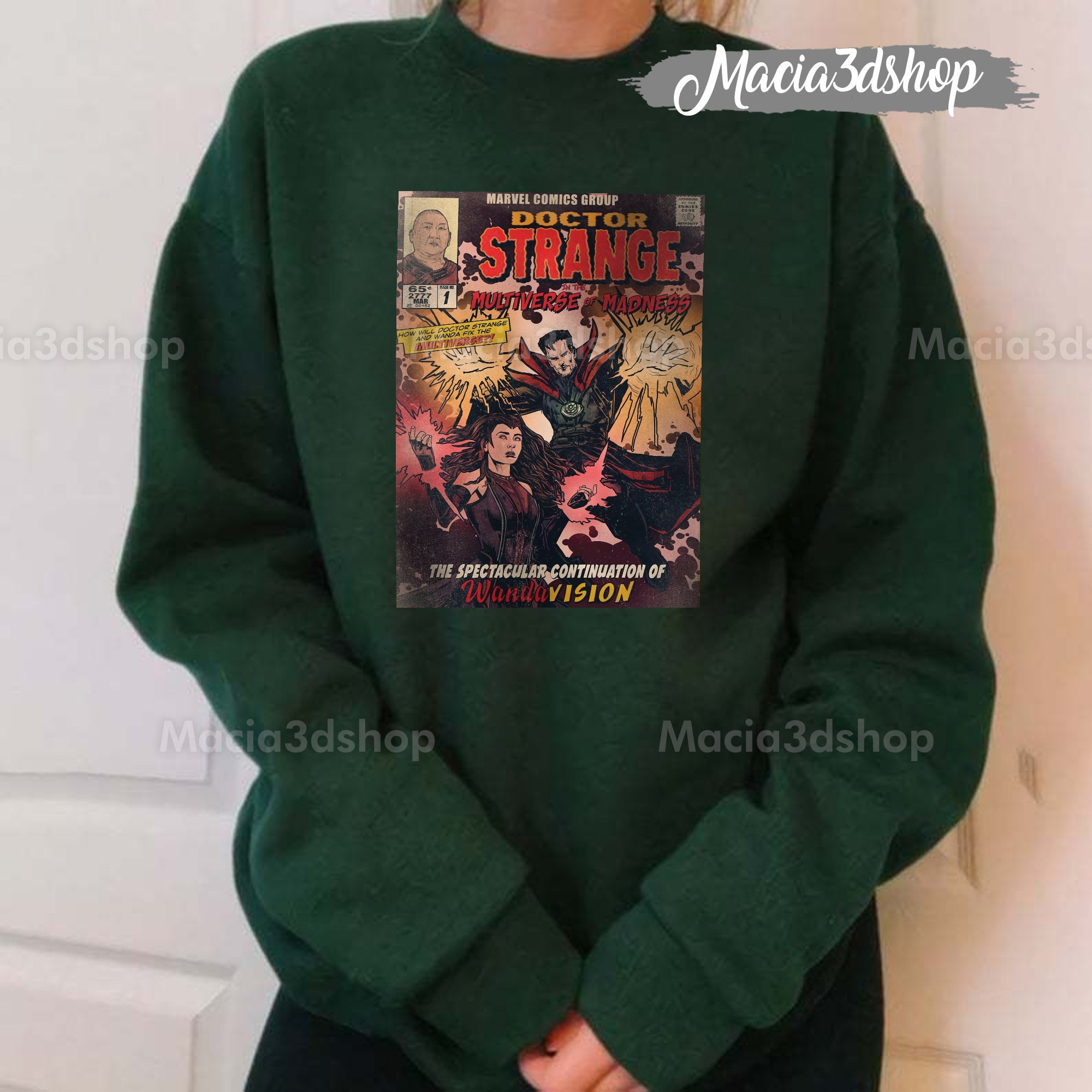 Comic Dr Strange & Scarlet Witch 2022 Marvel Multiverse Of Madness Unisex Sweatshirt