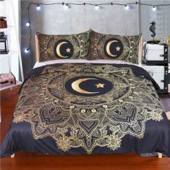 Crescent Golden Moon Mandala Cotton Bedding Sets