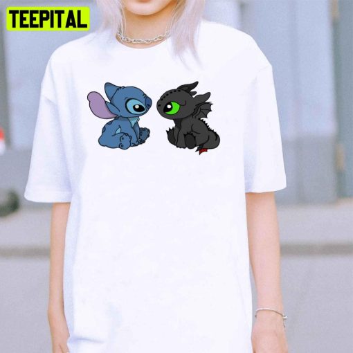 Cute Toothless And Stitch How To Train Your Dragon Unisex T-Shirt