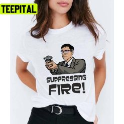 Cyril Figgis Suppressing Fire Cyril Shooting Eyes Shut Cyril Figgis Archer Tv Show Unisex T-Shirt