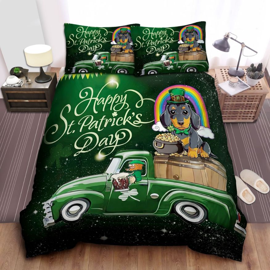 Dachshund Dog Happy St Patrick's Day Cotton Bedding Sets