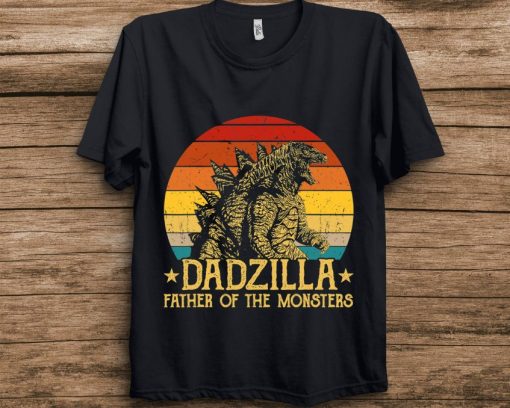 Dadzilla Father Of The Monsters Vintage Fathers Day Graphic T-Shirt