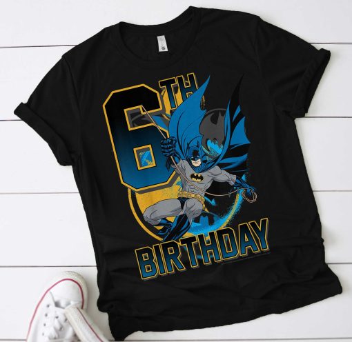 Dc Comics Batman Superhero Action Shot 6th Birthday Dc Comics Superhero Batman Unisex T-Shirt