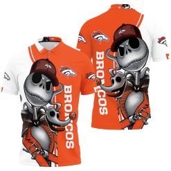 Denver Broncos Jack Skellington And Zero Polo Shirt All Over Print Shirt 3d T-shirt