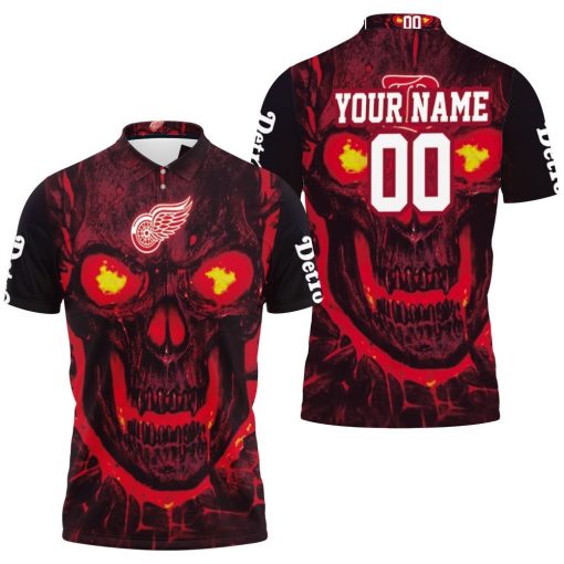 Detroit Red Wings Nhl Fan 3d Skull Demon Personalized Polo Shirt All Over Print Shirt 3d T-shirt