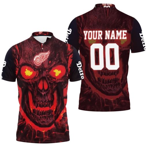 Detroit Red Wings Skull Magma Personalized Polo Shirt All Over Print Shirt 3d T-shirt