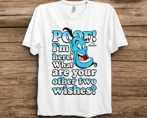 Disney Aladdin Genie POOF! 2 Wishes Gradient Text Portrait Unisex Adult T-Shirt