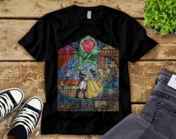 Disney Beauty  The Beast Stained Glass Rose Belle T-Shirt