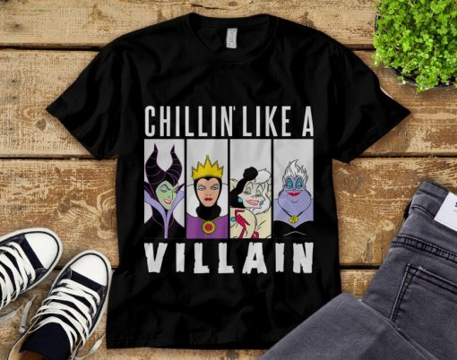 Disney Chillin Like A Villain Gang Ursula Evil Queen Cruella Maleficent Unisex Tee Adult T-Shirt