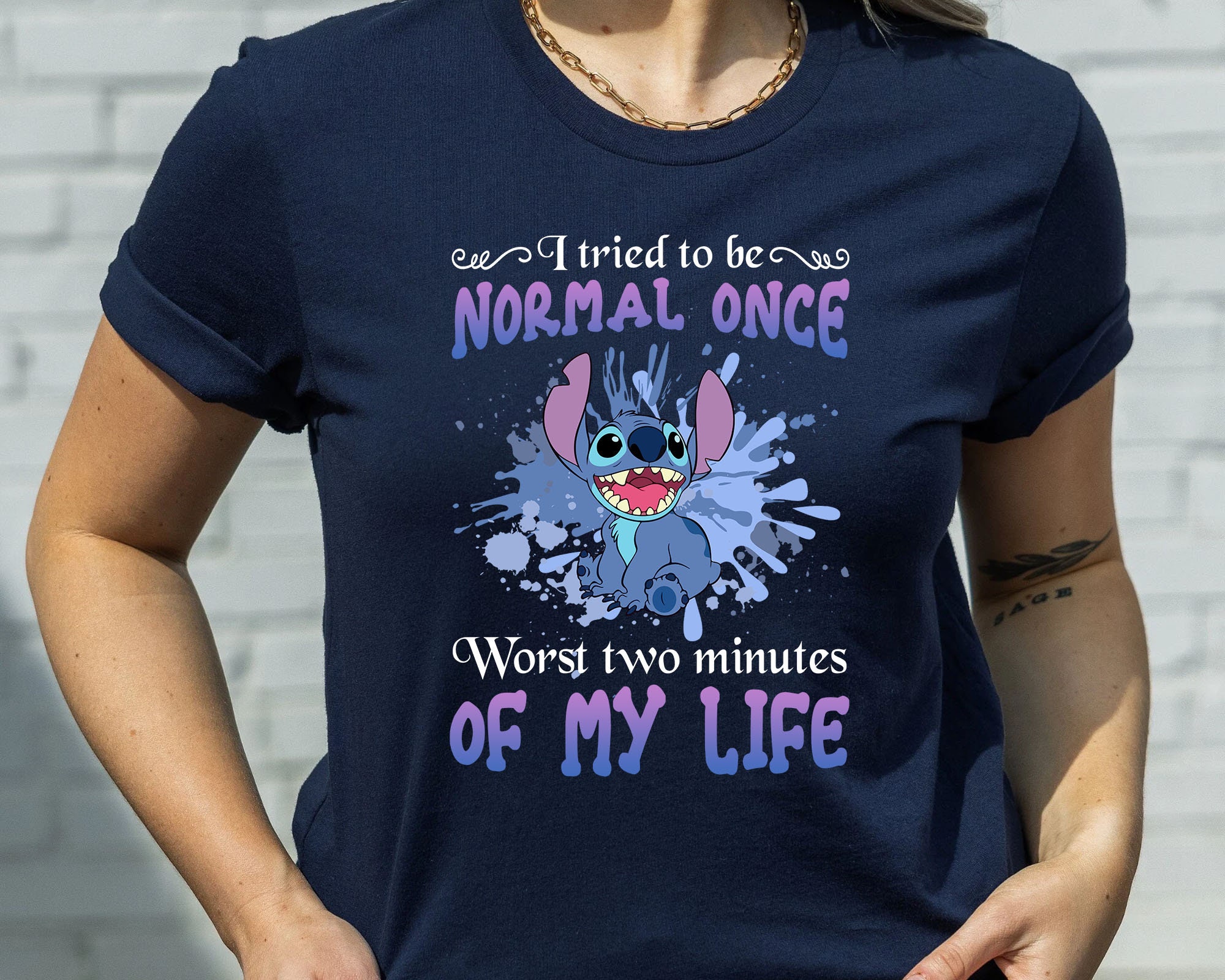 Disney Funny Stitch Normal Once Of My Life Unisex T-Shirt