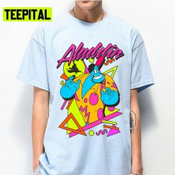 Disney Genie In A Retro Abstract Graphic Tee Aladdin Disney Cartoon Unisex T-Shirt