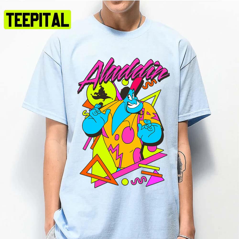 Cool Disney Aladdin Genie In A Shirt Retro Abstract Graphic Tee