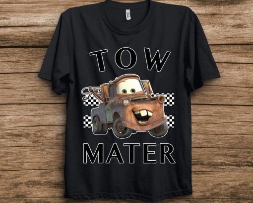 Disney Pixar Cars Tow Mater Finish MC Queen Graphic Unisex T-Shirt