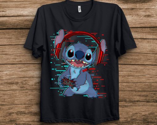 Disney Stitch Lilo  Stitch Gamer Glitch Headset and Controller T-Shirt