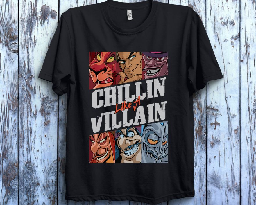 Disney Villains Chillin Like A Villain Group Portrait Unisex Gift T-Shirt