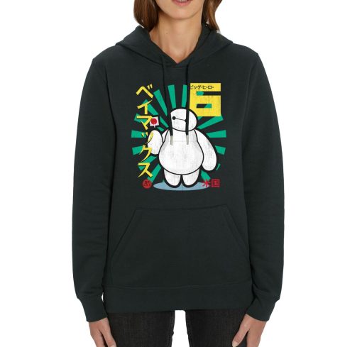 Disneys Big Hero 6 Baymax and a Lollypop Adults Unisex Black Hoodie