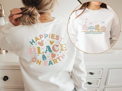 Disneyworld Happiest Place On Earth Colorful Vacay Disneyland Unisex Sweatshirt