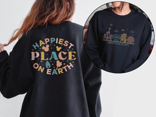 Disneyworld Happiest Place On Earth Colorful Vacay Disneyland Unisex Sweatshirt