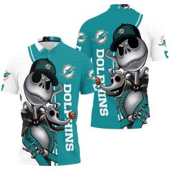 Dolphins Jack Skellington And Zero Polo Shirt All Over Print Shirt 3d T-shirt