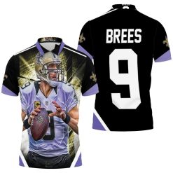 Drew Brees 9 New Orleans Saints Purple Polo Shirt  All Over Print Shirt 3d T-shirt