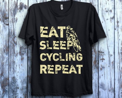 Eat Sleep Cycling Repeat Vintage Retro 80s Unisex T-Shirt