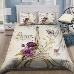 Eiffel Tower With Flower In Paris Cotton Bedding Sets