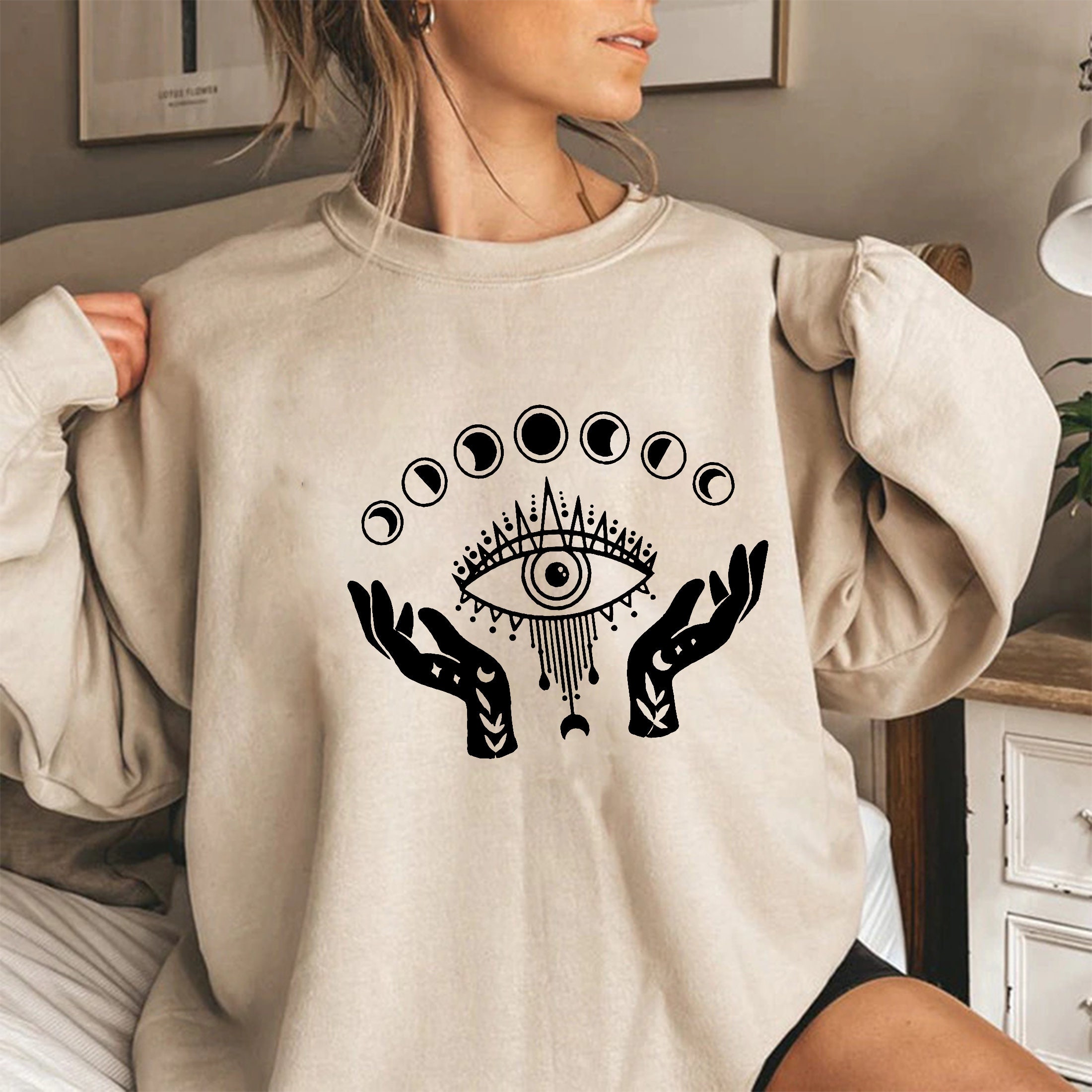 Evil Eye Mystical Moon Unisex Sweatshirt – Teepital – Everyday New