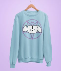 Evil Kitty Kawaii Cat Halloween Pastel Goth Demon Cat, Satanic Kitten Ritual Unisex Sweatshirt