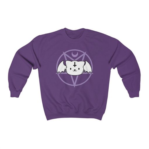 Evil Kitty Kawaii Cat Halloween Pastel Goth Demon Cat, Satanic Kitten Ritual Unisex Sweatshirt