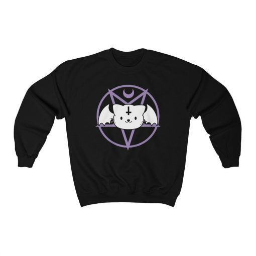 Evil Kitty Kawaii Cat Halloween Pastel Goth Demon Cat, Satanic Kitten Ritual Unisex Sweatshirt