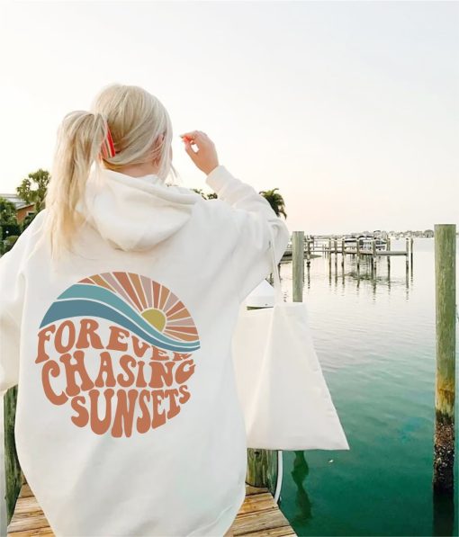 Forever Chasing Sunsets Hoodie Retro Summer Unisex Hoodie